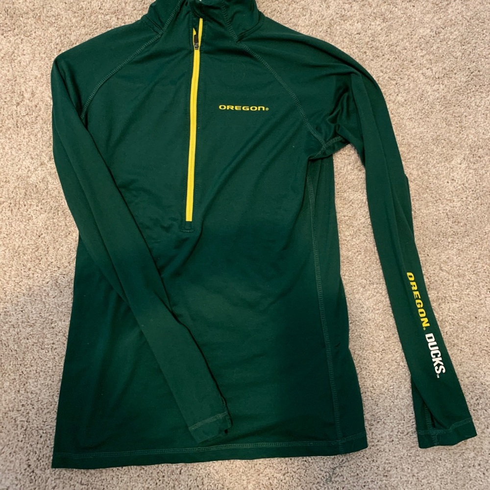 Oregon Ducks quarter zip long sleeve shirt.